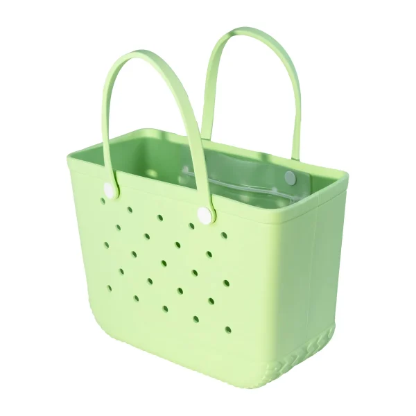Molded perforated tote bag sample for custom handbag manufacturing review
