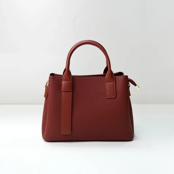 Brown pebbled handbag sample for custom handbag manufacturing review