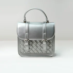 Metallic leather handbag sample for private label handbag production review