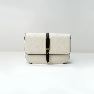 Embossed flap shoulder bag sample for custom handbag manufacturing review
