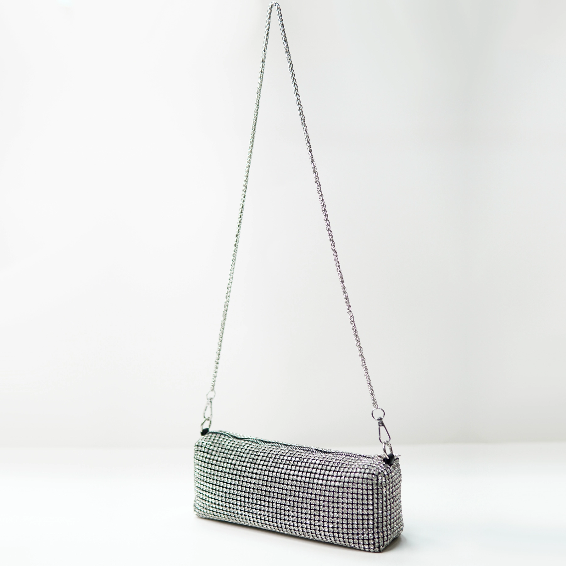 Rhinestone mini shoulder bag with chain strap for OEM handbag production