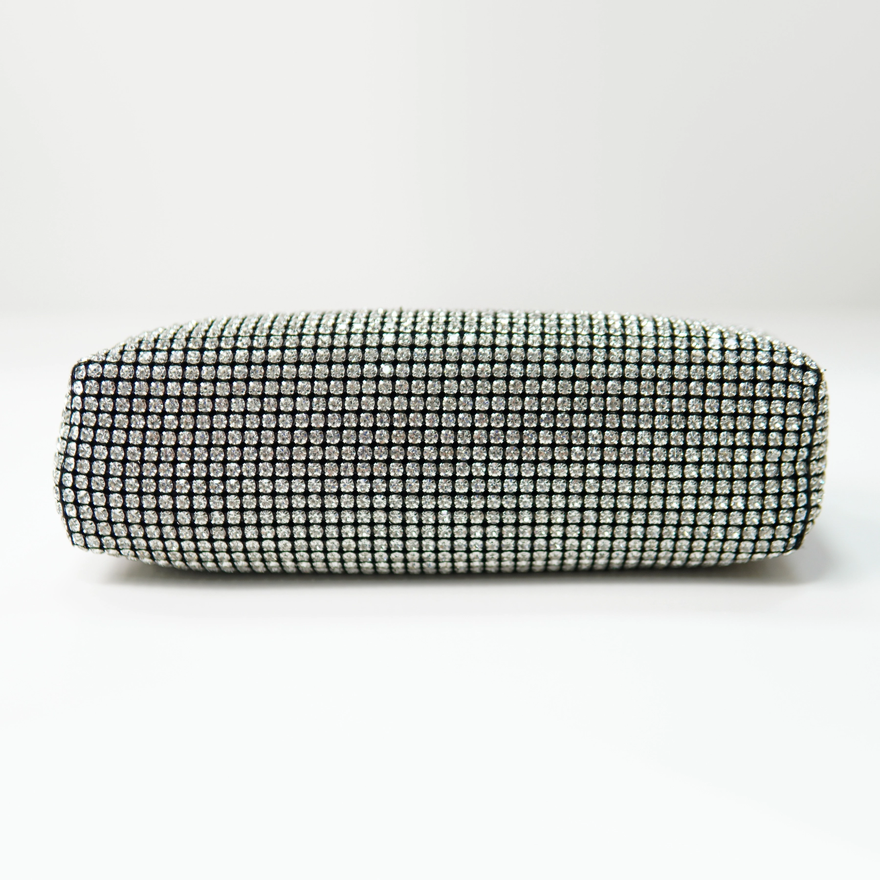 Rhinestone mesh clutch sample for private label handbag production review