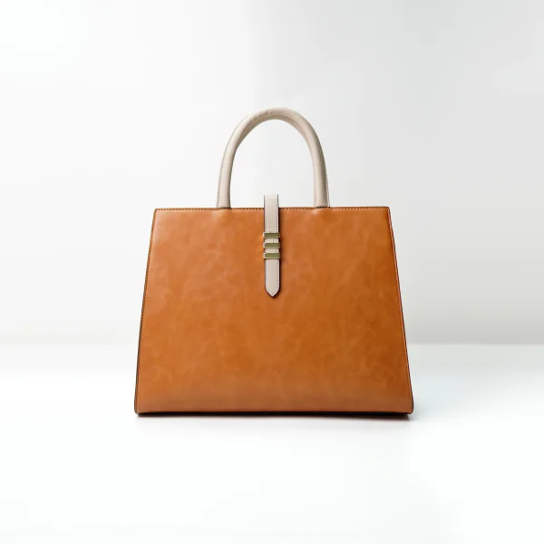 Structured tote handbag sample for private label handbag production review