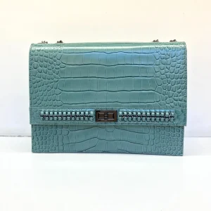 Croc-embossed shoulder bag sample for custom handbag manufacturing review