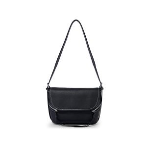Black flap shoulder bag sample for custom handbag manufacturing review