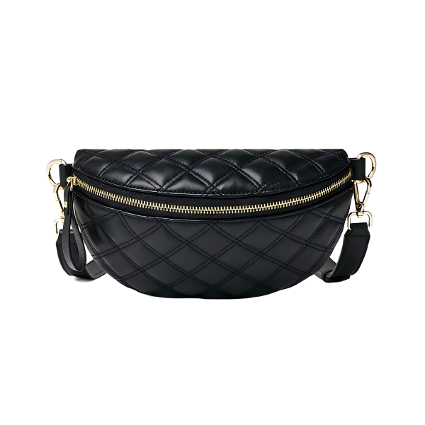 Quilted black crossbody bag sample for custom handbag manufacturing review