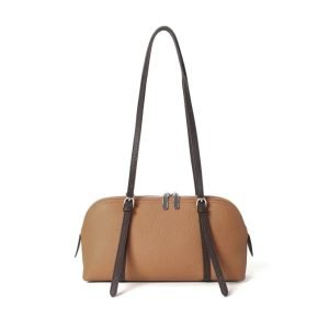 Two-tone shoulder bag sample for custom handbag manufacturing specification review