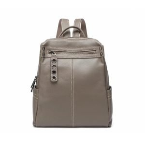 Leather backpack sample documented for private label handbag production review