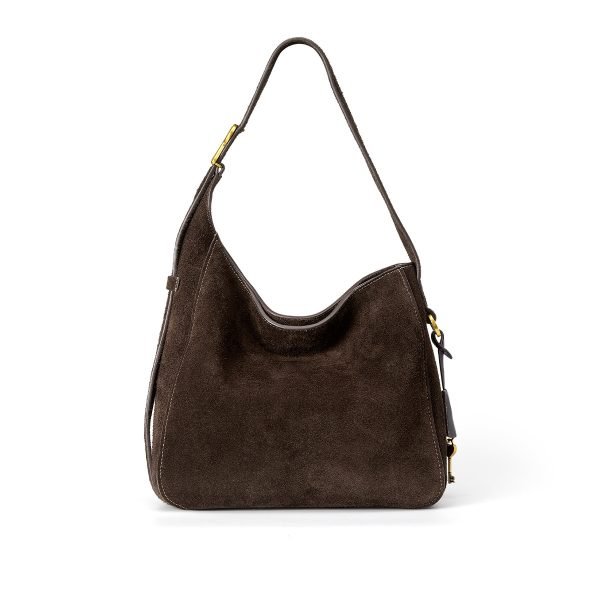 Brown shoulder bag sample documented for custom handbag manufacturing review