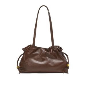 Brown leather shoulder bag sample for custom handbag manufacturing review
