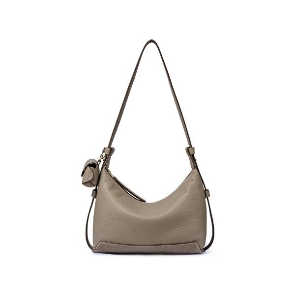 Pebbled leather shoulder bag sample for custom handbag manufacturing review