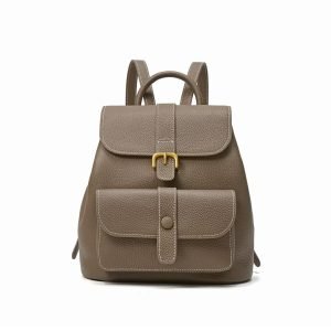 Pebbled leather backpack sample for custom handbag manufacturing specification review