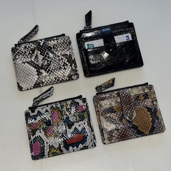 Patterned card holder samples documented for private label handbag production review