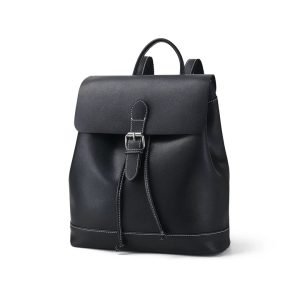 Black backpack sample for private label handbag production review