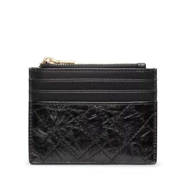 Black leather card holder sample for custom handbag manufacturing review