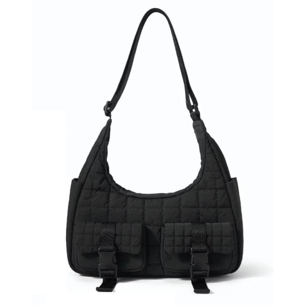 Quilted fabric shoulder bag sample for custom handbag manufacturing review