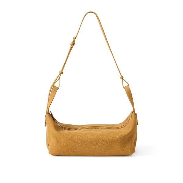Tan pebbled shoulder bag sample for custom handbag manufacturing review
