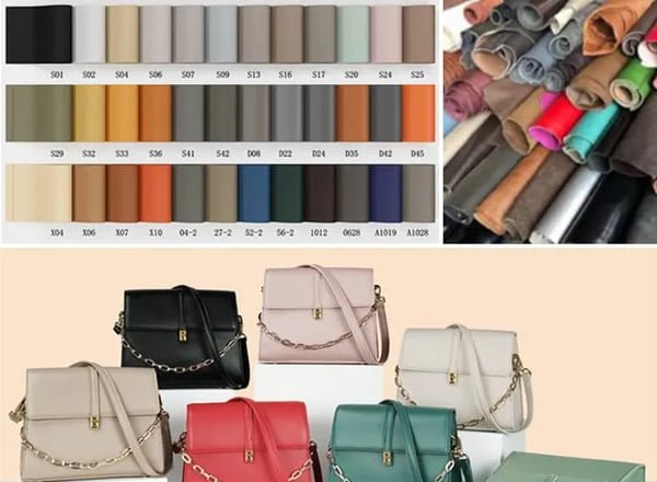 Handbag color selection chart and samples for custom handbag manufacturing review