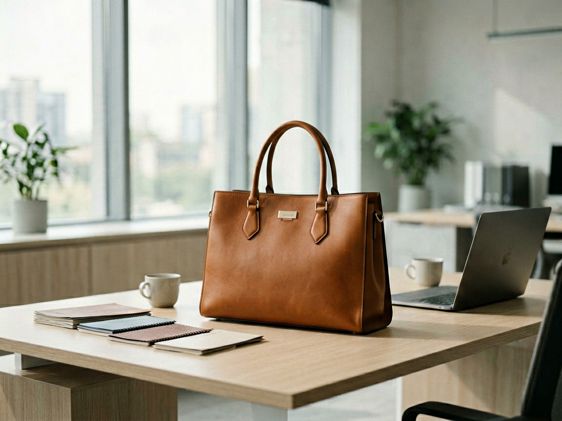 genuine leather handbag lifestyle scene