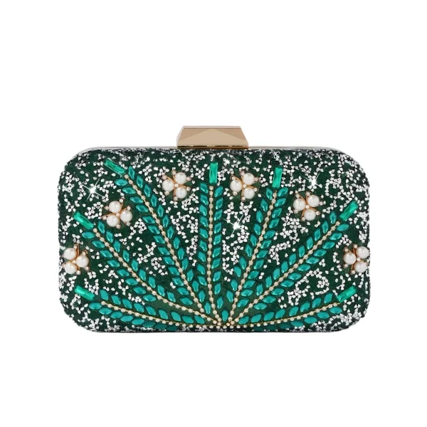 BC117 Wholesale Elegant Calfskin Leather Box Clutch Purse Supplier with Crystal Clasp