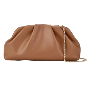 CT102 Wholesale Satin Lined Genuine Leather Evening Clutch Purse Factory with Chain