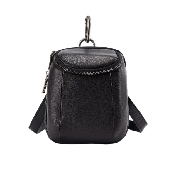 MN112 Custom Mens Sleek Black Leather Commuter Backpack Factory with Laptop Sleeve