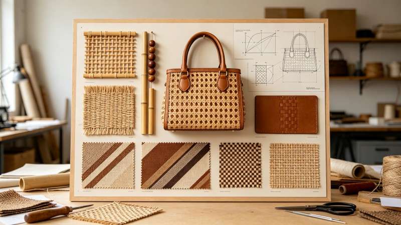Original basket and woven leather construction specification board