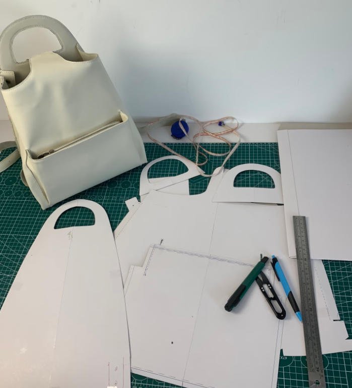 First development sample of a custom calf leather backpack