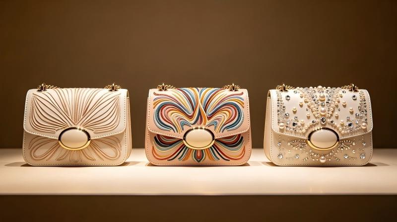 Original shoulder bag surface ladder from tonal embroidery to evening embellishment
