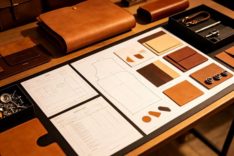 Original leather goods tech pack for private-label factory development