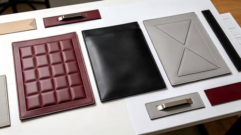 Original flat quilting and hardware hierarchy study on unbranded handbag panels