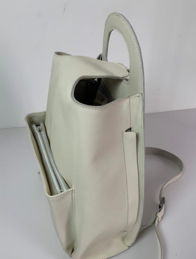 Side opening development on a custom leather backpack prototype