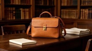 The Bridge leather style interpreted through an original tan leather work bag composition