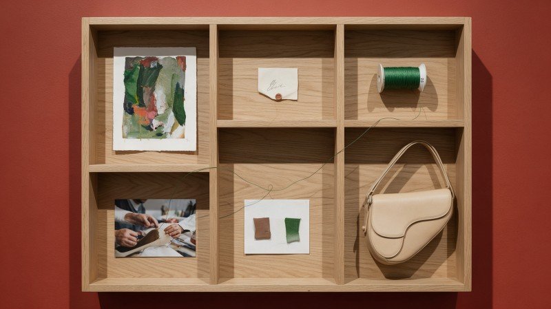 Traceability evidence cabinet connecting an original motif record artisan stage material batch and finished bag