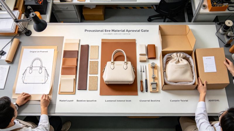 Private-label handbag material approval route from stress mapping to packed-product review