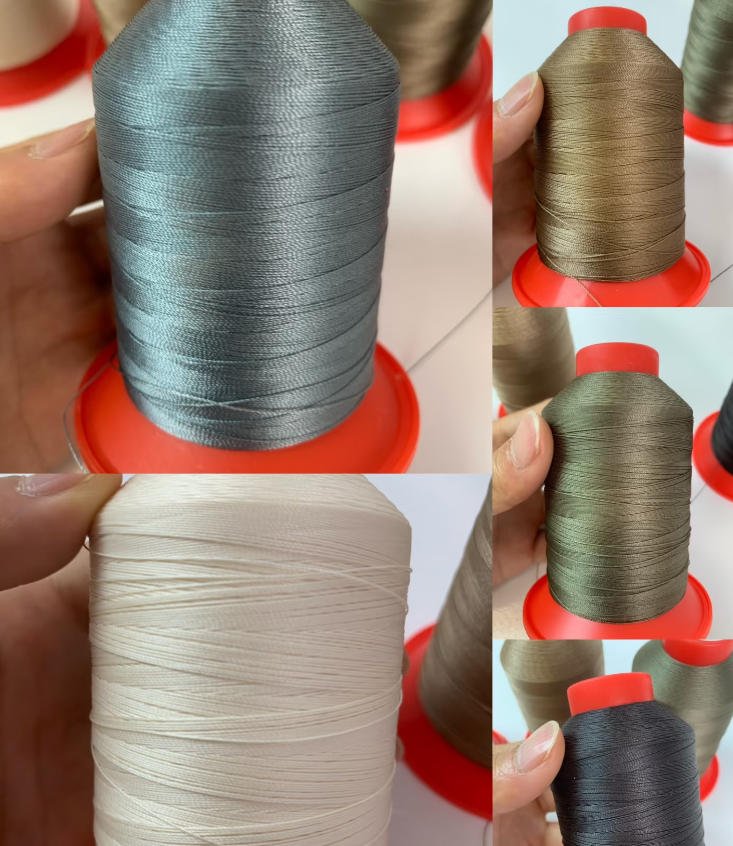 Different Serafil sewing thread colors considered for leather bag production