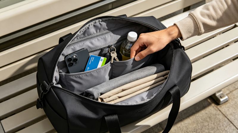 Polo Ralph Lauren sport bags,Polo Ralph Lauren 2026 bags,sport-to-city handbags,functional backpack sourcing,active carry bag design Original sport bag interior arranged for quick access to phone keys and active essentials