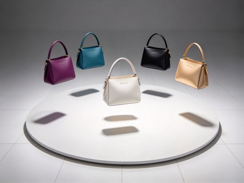 Single original soft handbag transitioning through empty filled and carried shadow states