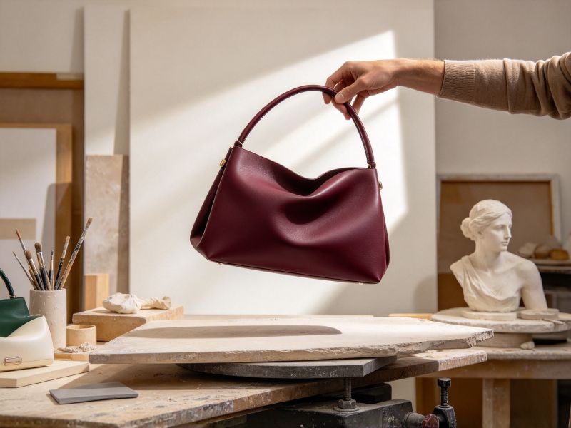 Orciani Virgo bags interpreted through an original hand-shaped soft handbag concept