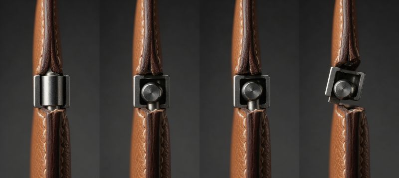 Hermès bag closures,Hermès handbag hardware,Charnière To Go closure,Hermès Geta slim clasp,luxury bag zipper design Four-stage motion study of an original handbag hinge closure
